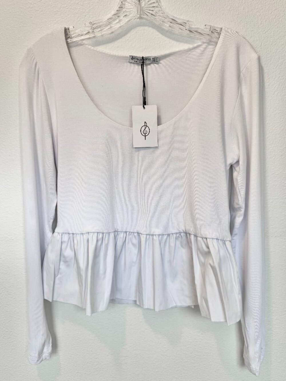 NWT Stradivarius White Peplum Top- Size L
